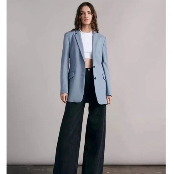 Rag & Bone Wool Blend Prairie Blue Charles Twill Blazer NWT SZ 4 - Picture 4 of 11